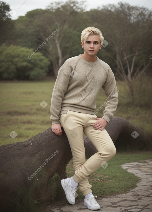 Paraguayan young adult male with  blonde hair