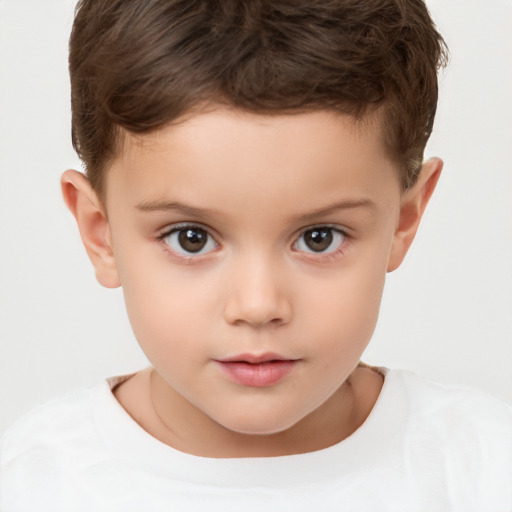 Neutral white child male with short  brown hair and brown eyes