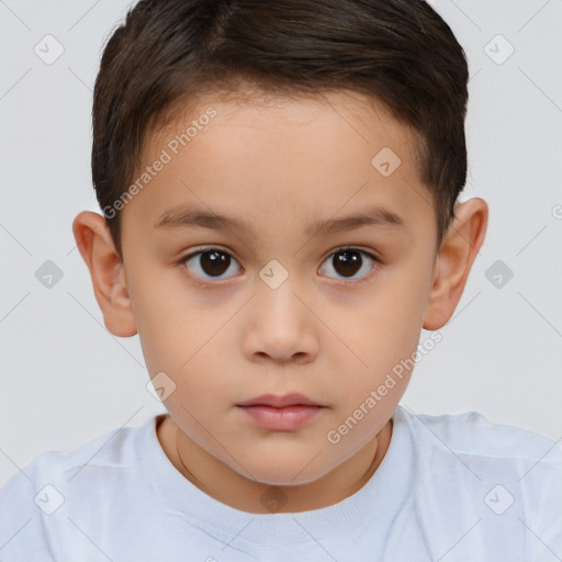 Neutral white child female with short  brown hair and brown eyes