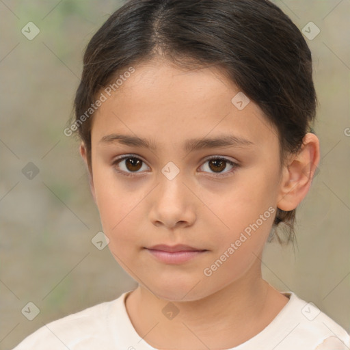 Neutral white child female with medium  brown hair and brown eyes