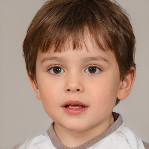 Neutral white child male with short  brown hair and brown eyes