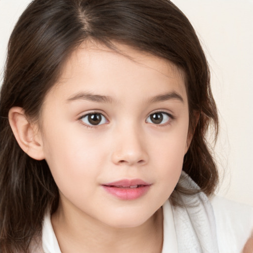 Neutral white child female with medium  brown hair and brown eyes