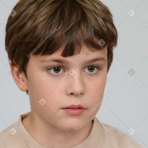 Neutral white child female with short  brown hair and brown eyes