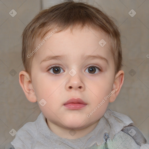 Neutral white child male with short  brown hair and brown eyes