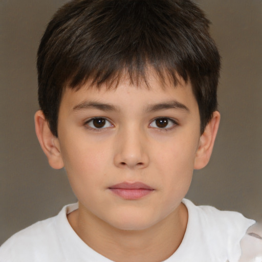 Neutral white child male with short  brown hair and brown eyes