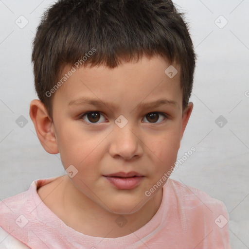 Neutral white child male with short  brown hair and brown eyes