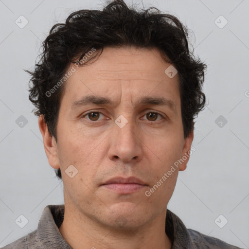 Neutral white adult male with short  brown hair and brown eyes