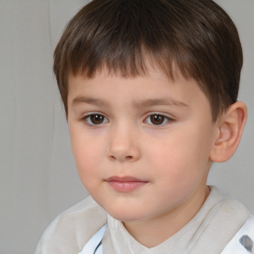 Neutral white child male with short  brown hair and brown eyes