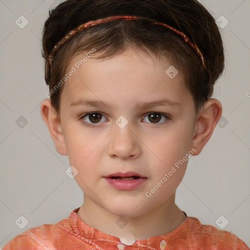 Neutral white child male with short  brown hair and brown eyes