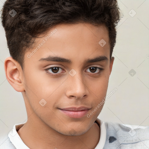 Neutral white child male with short  brown hair and brown eyes