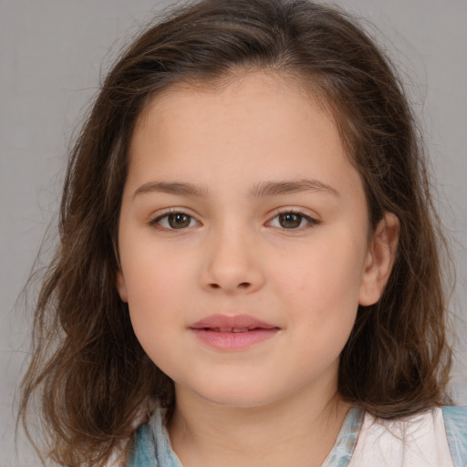 Neutral white child female with medium  brown hair and brown eyes