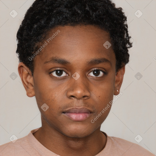 Neutral black young-adult male with short  brown hair and brown eyes