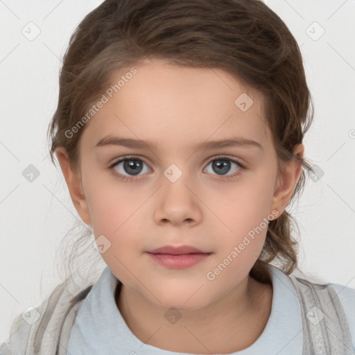 Neutral white child female with medium  brown hair and brown eyes