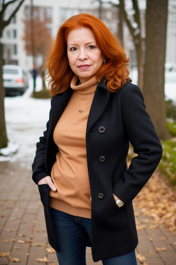 Hispanic middle-aged female with  ginger hair