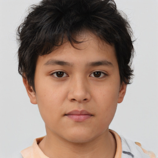 Neutral white child male with short  brown hair and brown eyes