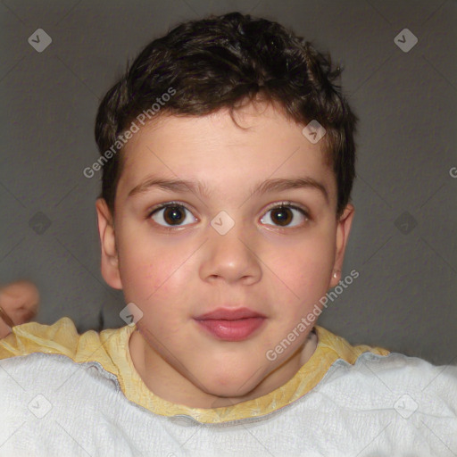 Neutral white child female with short  brown hair and brown eyes