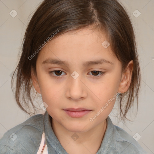 Neutral white child female with medium  brown hair and brown eyes