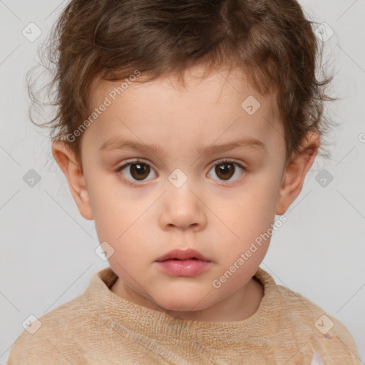 Neutral white child male with short  brown hair and brown eyes