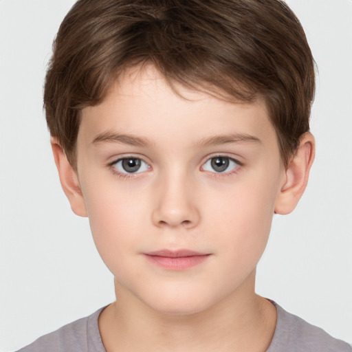 Neutral white child male with short  brown hair and brown eyes