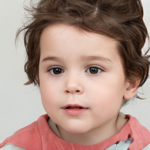 Neutral white child female with medium  brown hair and brown eyes