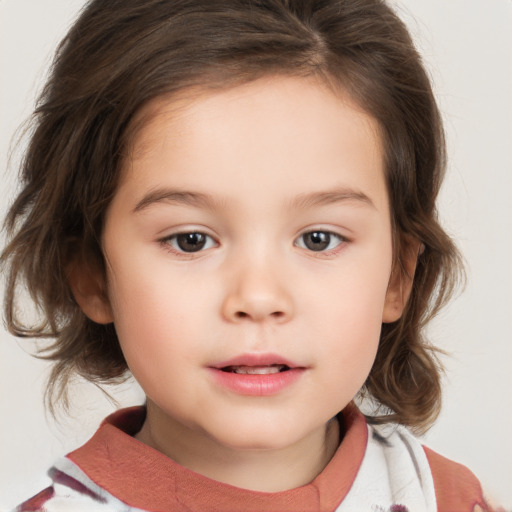 Neutral white child female with medium  brown hair and brown eyes