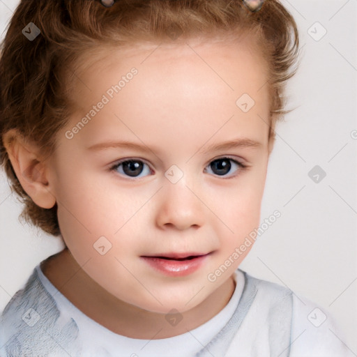 Neutral white child female with short  brown hair and brown eyes