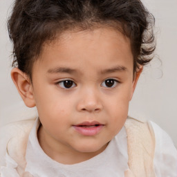 Neutral white child female with short  brown hair and brown eyes