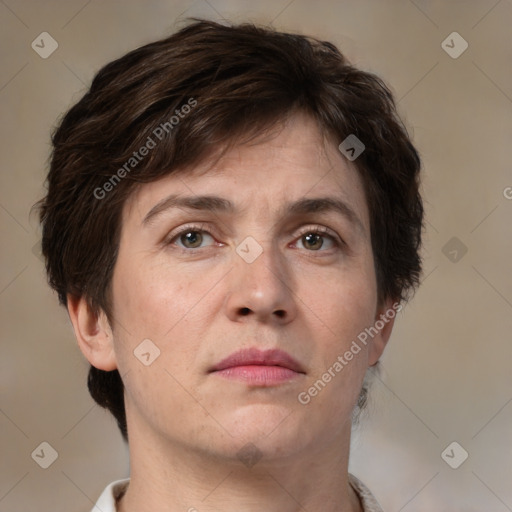 Neutral white adult male with short  brown hair and brown eyes