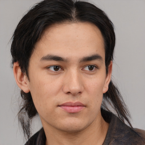 Neutral white young-adult male with medium  brown hair and brown eyes