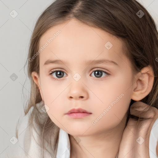 Neutral white child female with medium  brown hair and brown eyes