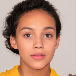 Neutral white young-adult female with short  brown hair and brown eyes