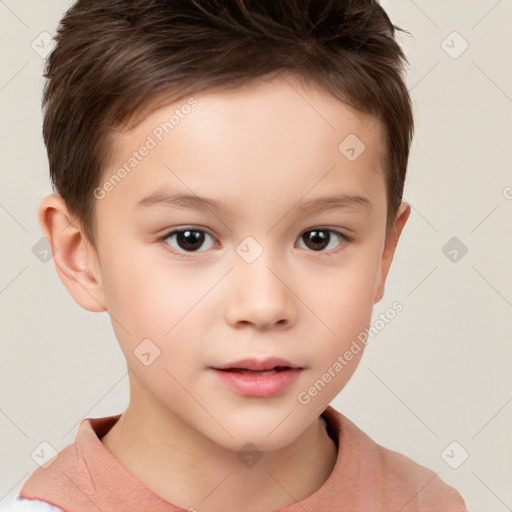 Neutral white child male with short  brown hair and brown eyes