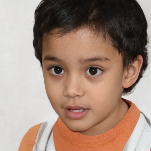 Neutral white child male with short  brown hair and brown eyes