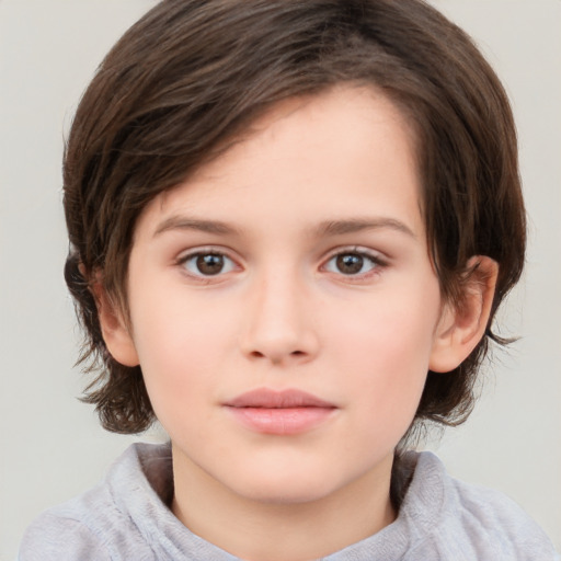 Neutral white child female with medium  brown hair and brown eyes