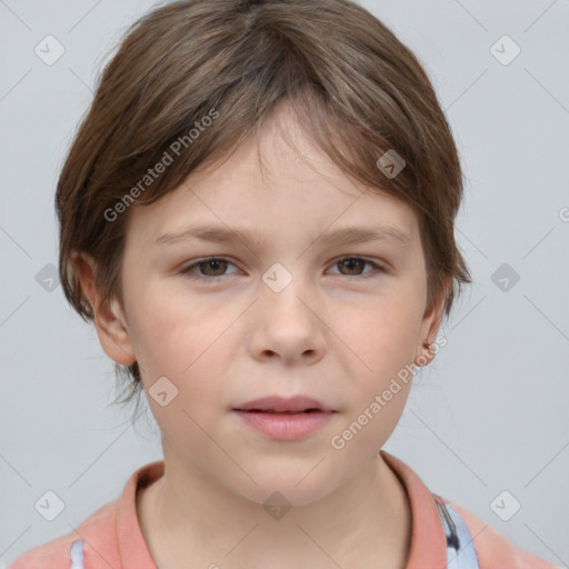 Neutral white child female with medium  brown hair and brown eyes