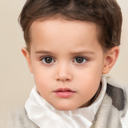 Neutral white child male with short  brown hair and brown eyes