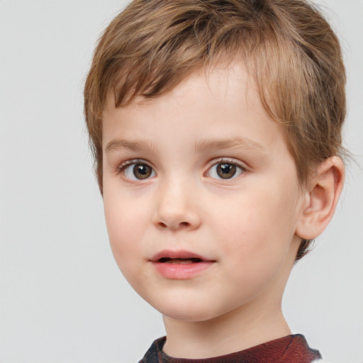 Neutral white child male with short  brown hair and grey eyes