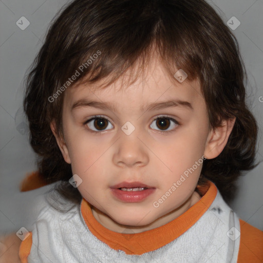 Neutral white child female with medium  brown hair and brown eyes