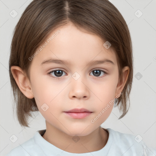 Neutral white child female with medium  brown hair and brown eyes