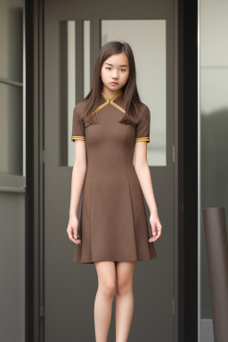 Chinese teenager girl with  brown hair