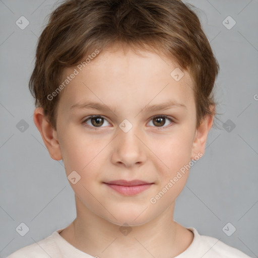 Neutral white child male with short  brown hair and brown eyes