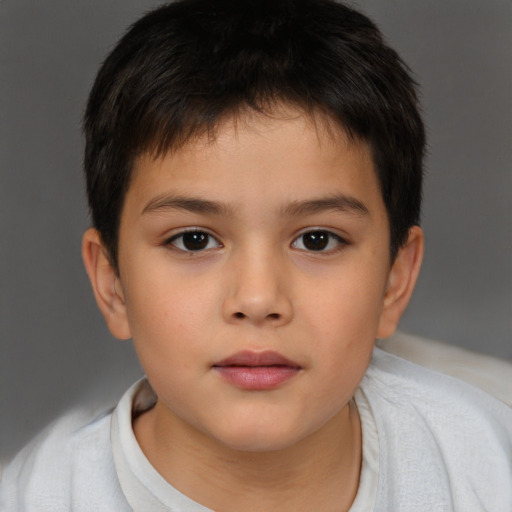 Neutral white child male with short  brown hair and brown eyes