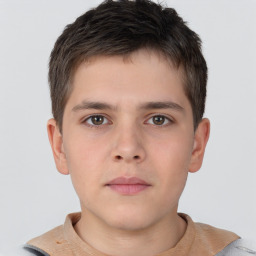 Neutral white child male with short  brown hair and brown eyes