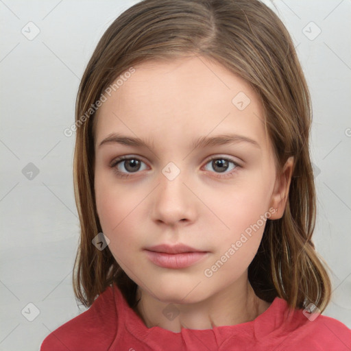 Neutral white child female with medium  brown hair and brown eyes