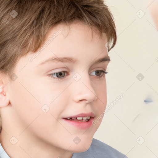 Neutral white child male with short  brown hair and brown eyes