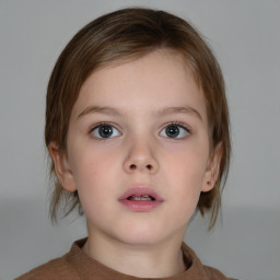 Neutral white child female with medium  brown hair and brown eyes