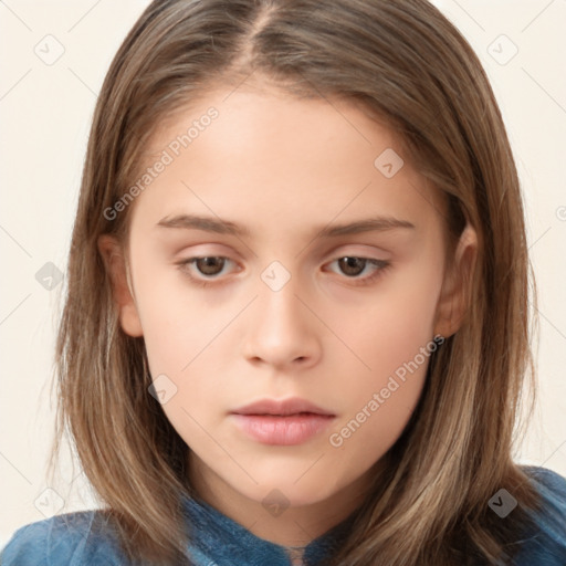 Neutral white child female with medium  brown hair and brown eyes