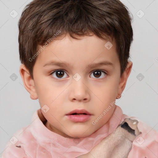 Neutral white child male with short  brown hair and brown eyes