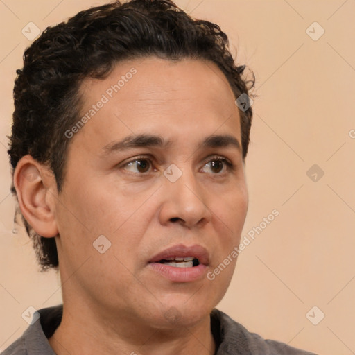 Neutral white adult male with short  brown hair and brown eyes