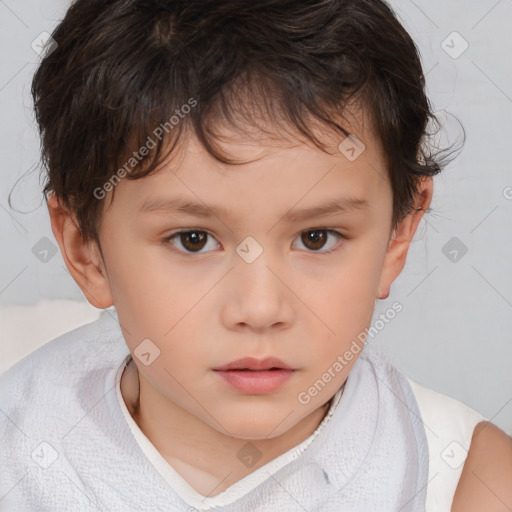 Neutral white child female with short  brown hair and brown eyes